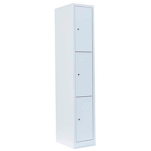 LÜLLMANN Schließfachschrank signalweiß 520317, 3 Schließfächer 31,5 x 50,0 x 180,0 cm