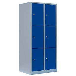 LÜLLMANN Schließfachschrank enzianblau, lichtgrau 523321, 6 Schließfächer 80,0 x 50,0 x 180,0 cm