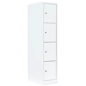 LÜLLMANN Schließfachschrank signalweiß 523417, 4 Schließfächer 41,5 x 50,0 x 180,0 cm