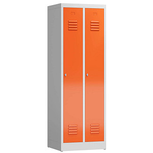 LÜLLMANN Spind ClassiX feuerrot, lichtgrau X-510124, 2 Schließfächer 59,0 x 50,0 x 180,0 cm