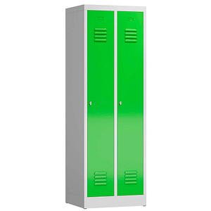 LÜLLMANN Spind ClassiX gelbgrün, lichtgrau X-510125, 2 Schließfächer 59,0 x 50,0 x 180,0 cm