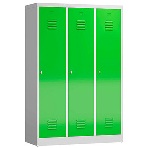 LÜLLMANN Spind ClassiX gelbgrün, lichtgrau X-515135, 3 Schließfächer 118,5 x 50,0 x 180,0 cm