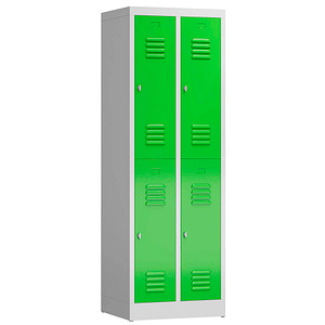 LÜLLMANN Spind ClassiX gelbgrün, lichtgrau X-520225, 4 Schließfächer 59,0 x 50,0 x 180,0 cm