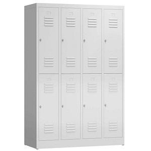 LÜLLMANN Spind ClassiX lichtgrau X-520240, 8 Schließfächer 118,5 x 50,0 x 180,0 cm