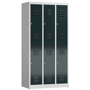 LÜLLMANN Spind ClassiX anthrazit, lichtgrau X-520238, 6 Schließfächer 87,0 x 50,0 x 180,0 cm