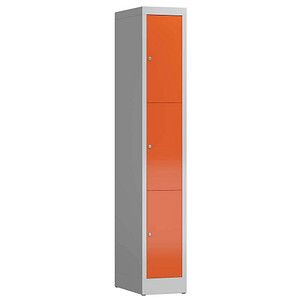LÜLLMANN Schließfachschrank ClassiX feuerrot, lichtgrau X-520314, 3 Schließfächer 31,0 x 50,0 x 180,0 cm
