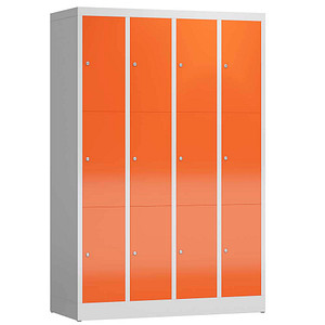 LÜLLMANN Schließfachschrank ClassiX feuerrot, lichtgrau X-520344, 12 Schließfächer 118,5 x 50,0 x 180,0 cm