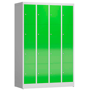 LÜLLMANN Schließfachschrank ClassiX gelbgrün, lichtgrau X-520445, 16 Schließfächer 118,5 x 50,0 x 180,0 cm
