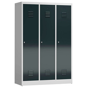 LÜLLMANN Spind ClassiX anthrazit, lichtgrau X-515138, 3 Schließfächer 118,5 x 50,0 x 180,0 cm