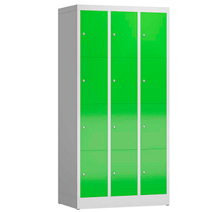 LÜLLMANN Schließfachschrank ClassiX gelbgrün, lichtgrau X-520435, 12 Schließfächer 87,0 x 50,0 x 180,0 cm