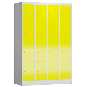 LÜLLMANN Schließfachschrank ClassiX lichtgrau, zinkgelb X-520446, 16 Schließfächer 118,5 x 50,0 x 180,0 cm
