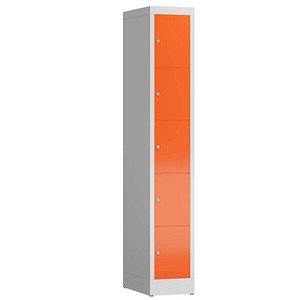 LÜLLMANN Schließfachschrank ClassiX feuerrot, lichtgrau X-520514, 5 Schließfächer 31,0 x 50,0 x 180,0 cm