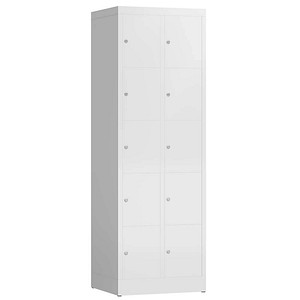 LÜLLMANN Schließfachschrank ClassiX signalweiß X-520527, 10 Schließfächer 59,0 x 50,0 x 180,0 cm
