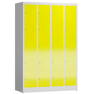 LÜLLMANN Schließfachschrank ClassiX lichtgrau, zinkgelb X-520546, 20 Schließfächer 118,5 x 50,0 x 180,0 cm