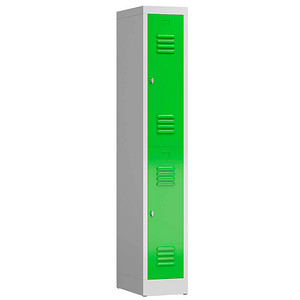LÜLLMANN Spind ClassiX gelbgrün, lichtgrau X-520215, 2 Schließfächer 31,0 x 50,0 x 180,0 cm