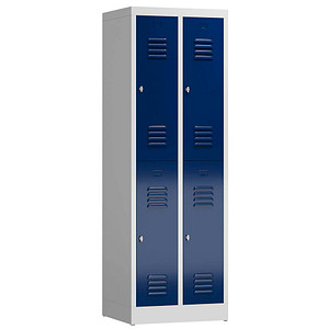 LÜLLMANN Spind ClassiX enzianblau, lichtgrau X-520221, 4 Schließfächer 59,0 x 50,0 x 180,0 cm