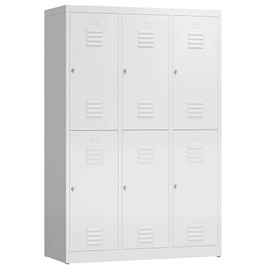 LÜLLMANN Spind ClassiX signalweiß X-523237, 6 Schließfächer 118,5 x 50,0 x 180,0 cm