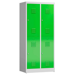 LÜLLMANN Spind ClassiX gelbgrün, lichtgrau X-523225, 4 Schließfächer 80,0 x 50,0 x 180,0 cm