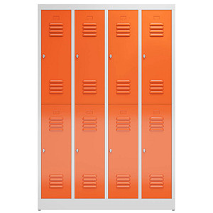 LÜLLMANN Spind ClassiX feuerrot, lichtgrau X-520244, 8 Schließfächer 118,5 x 50,0 x 180,0 cm