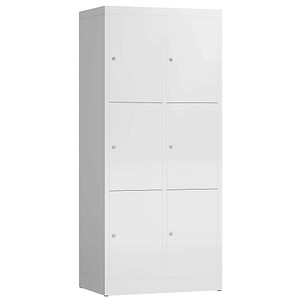 LÜLLMANN Schließfachschrank ClassiX signalweiß X-523327, 6 Schließfächer 80,0 x 50,0 x 180,0 cm