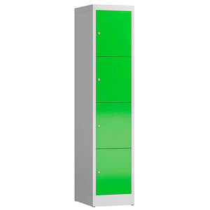 LÜLLMANN Schließfachschrank ClassiX gelbgrün, lichtgrau X-523415, 4 Schließfächer 41,5 x 50,0 x 180,0 cm