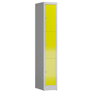 LÜLLMANN Schließfachschrank ClassiX lichtgrau, zinkgelb X-520316, 3 Schließfächer 31,0 x 50,0 x 180,0 cm