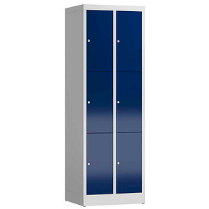 LÜLLMANN Schließfachschrank ClassiX enzianblau, lichtgrau X-520321, 6 Schließfächer 59,0 x 50,0 x 180,0 cm