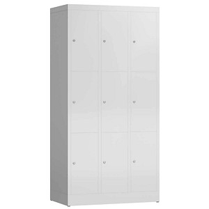 LÜLLMANN Schließfachschrank ClassiX lichtgrau X-520330, 9 Schließfächer 87,0 x 50,0 x 180,0 cm