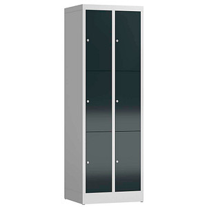 LÜLLMANN Schließfachschrank ClassiX anthrazit, lichtgrau X-520328, 6 Schließfächer 59,0 x 50,0 x 180,0 cm