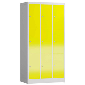 LÜLLMANN Schließfachschrank ClassiX lichtgrau, zinkgelb X-520336, 9 Schließfächer 87,0 x 50,0 x 180,0 cm