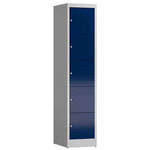 LÜLLMANN Schließfachschrank ClassiX enzianblau, lichtgrau X-523511, 5 Schließfächer 41,5 x 50,0 x 180,0 cm