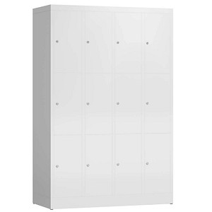 LÜLLMANN Schließfachschrank ClassiX signalweiß X-520347, 12 Schließfächer 118,5 x 50,0 x 180,0 cm