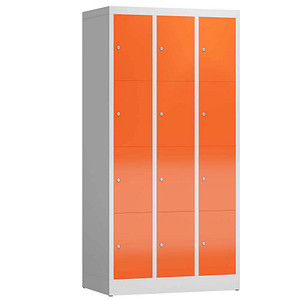 LÜLLMANN Schließfachschrank ClassiX feuerrot, lichtgrau X-520434, 12 Schließfächer 87,0 x 50,0 x 180,0 cm