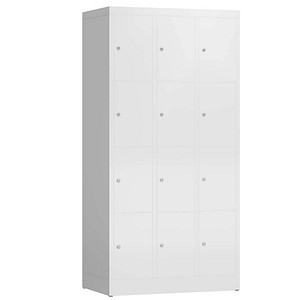 LÜLLMANN Schließfachschrank ClassiX signalweiß X-520437, 12 Schließfächer 87,0 x 50,0 x 180,0 cm