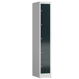 LÜLLMANN Schließfachschrank ClassiX anthrazit, lichtgrau X-520518, 5 Schließfächer 31,0 x 50,0 x 180,0 cm