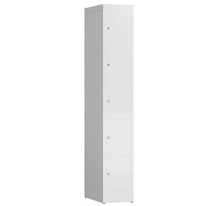 LÜLLMANN Schließfachschrank ClassiX signalweiß X-520517, 5 Schließfächer 31,0 x 50,0 x 180,0 cm