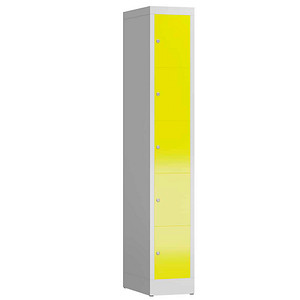 LÜLLMANN Schließfachschrank ClassiX lichtgrau, zinkgelb X-520516, 5 Schließfächer 31,0 x 50,0 x 180,0 cm
