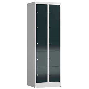 LÜLLMANN Schließfachschrank ClassiX anthrazit, lichtgrau X-520528, 10 Schließfächer 59,0 x 50,0 x 180,0 cm