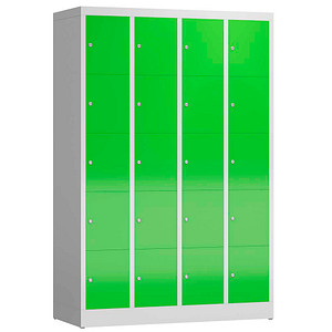 LÜLLMANN Schließfachschrank ClassiX gelbgrün, lichtgrau X-520545, 20 Schließfächer 118,5 x 50,0 x 180,0 cm