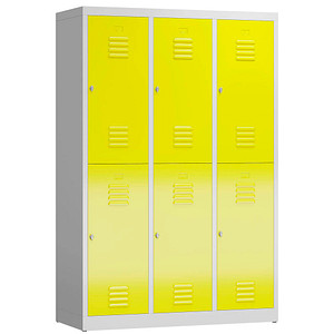 LÜLLMANN Spind ClassiX lichtgrau, zinkgelb X-523236, 6 Schließfächer 118,5 x 50,0 x 180,0 cm