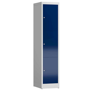 LÜLLMANN Schließfachschrank ClassiX enzianblau, lichtgrau X-523311, 3 Schließfächer 41,5 x 50,0 x 180,0 cm
