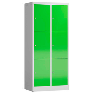 LÜLLMANN Schließfachschrank ClassiX gelbgrün, lichtgrau X-523325, 6 Schließfächer 80,0 x 50,0 x 180,0 cm