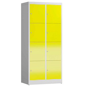 LÜLLMANN Schließfachschrank ClassiX lichtgrau, zinkgelb X-523426, 8 Schließfächer 80,0 x 50,0 x 180,0 cm