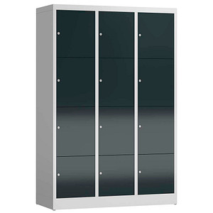 LÜLLMANN Schließfachschrank ClassiX anthrazit, lichtgrau X-523438, 12 Schließfächer 118,5 x 50,0 x 180,0 cm