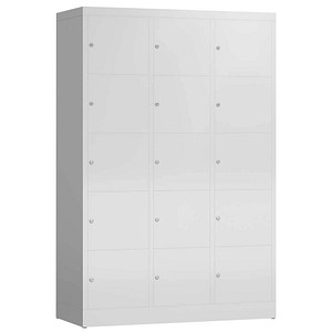 LÜLLMANN Schließfachschrank ClassiX lichtgrau X-523530, 15 Schließfächer 118,5 x 50,0 x 180,0 cm