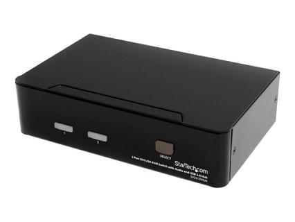 STARTECH.COM 2 Port DVI USB KVM Switch mit Audio und USB 2.0 Hub - 2-fach Dual 