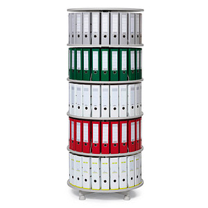 Ordnerdrehsäule hellgrau bis zu 120 Ordner, Etagen einzeln drehbar, H: 193,0 cm