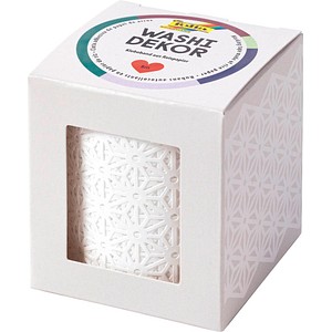 folia Deko-Bordüre Washi-Dekor "BLÜTEN", 50 mm x 5 m, weiß