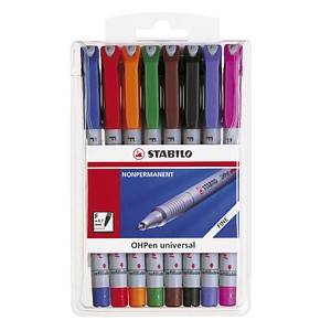 STABILO Folienstift OHPen universal, wasserlöslich, 8er Etui Strichstärke: 0,7 