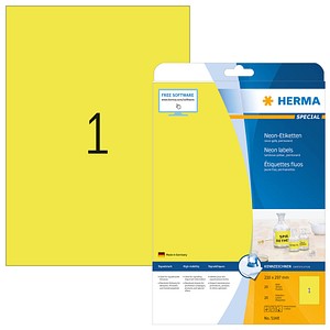 20 HERMA Etiketten 5148 gelb 210,0 x 297,0 mm